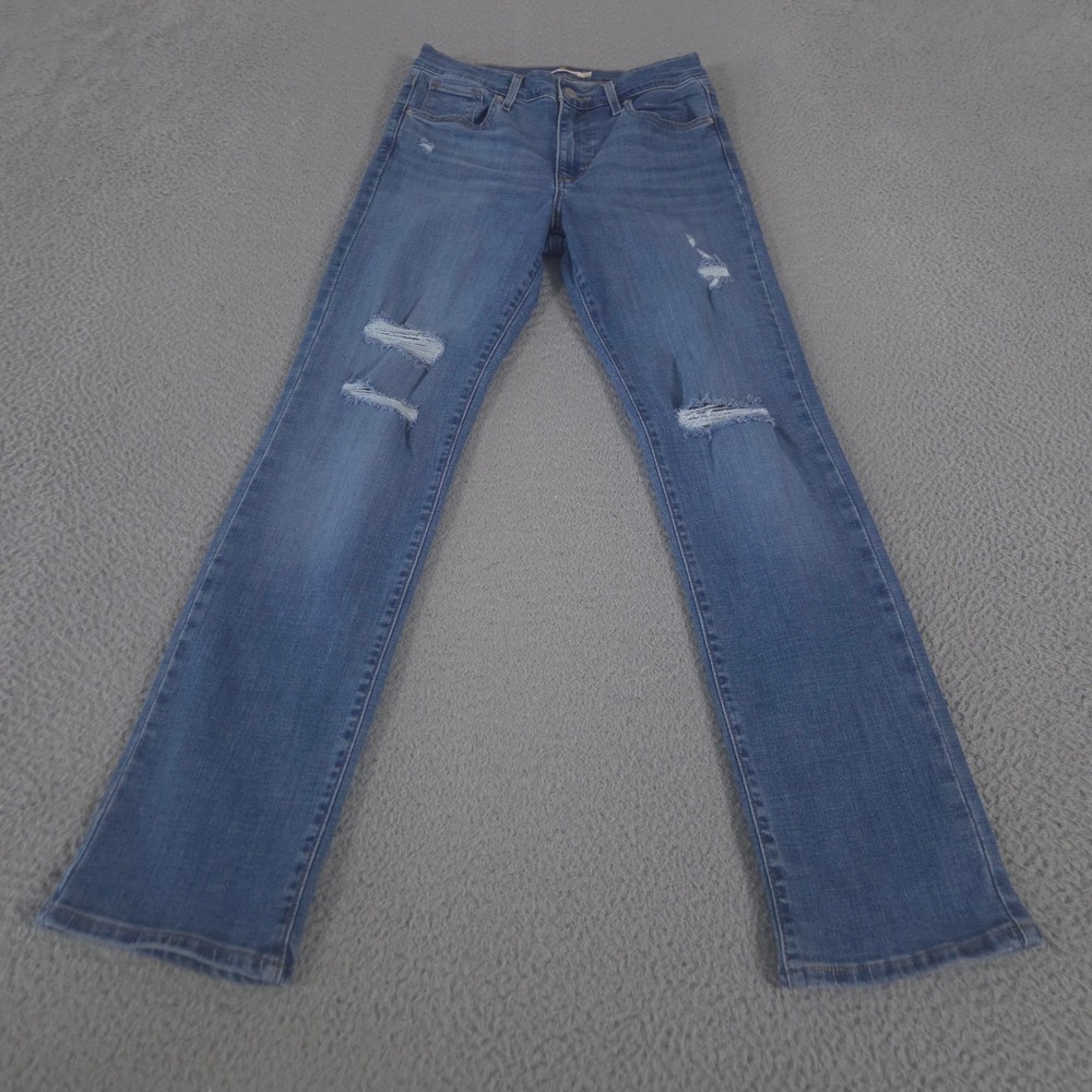 Levi's Jeans Womens 26 Blue 724 High Rise Straight Distressed Ripped Denim Pants